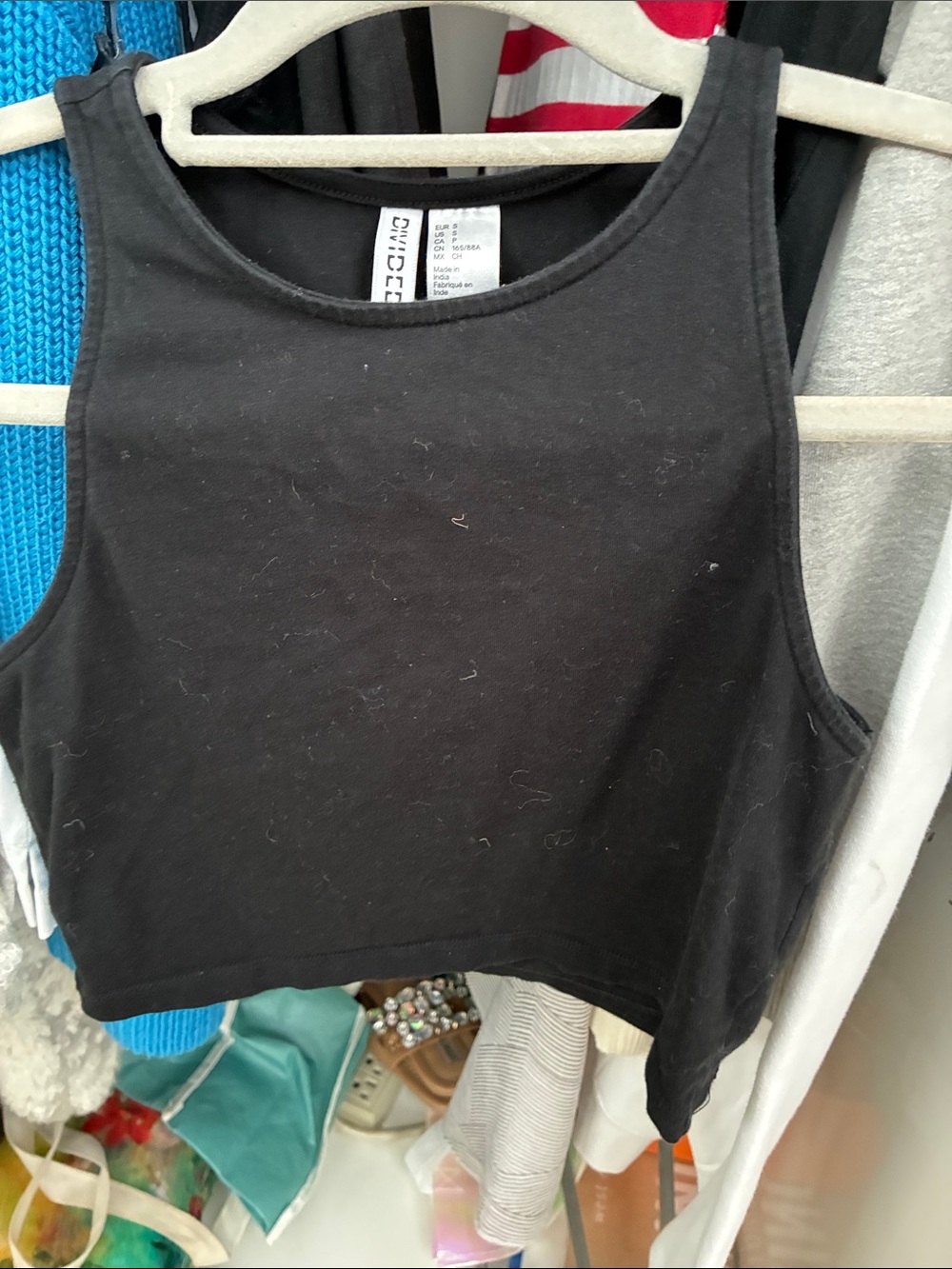 Divided H & M  Black Cropped Tank Top — Sleeveless Crewneck